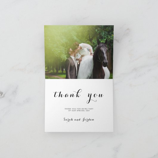 Eenvoudige Script Eerlijke Trouwfoto Dankkaart Bedankkaart (Binnen)