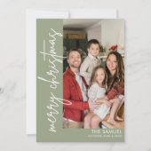 Eenvoudige Script Familie Foto Gelukkig Kerstkaart (Voorkant)