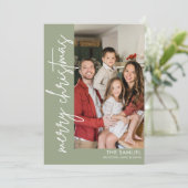 Eenvoudige Script Familie Foto Gelukkig Kerstkaart (Staand voorkant)