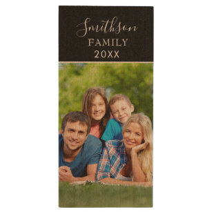 Eenvoudige Script Family Photo Houten USB Stick