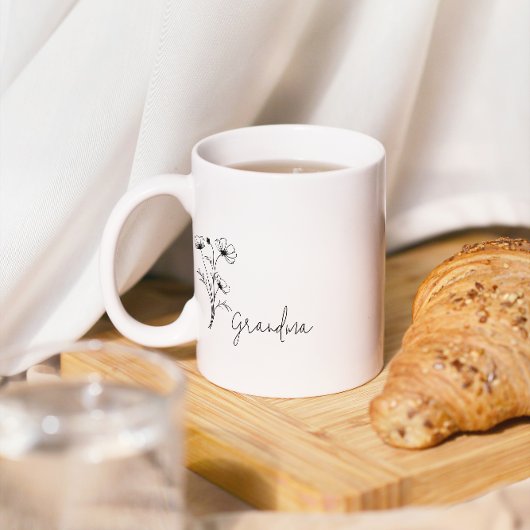 Eenvoudige Script Flower Grandma Mok