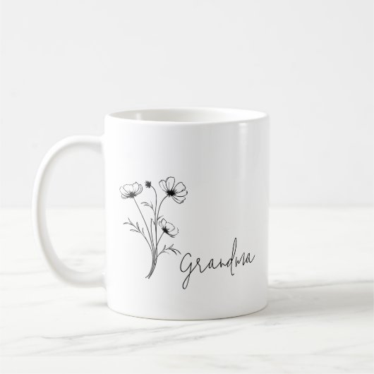 Eenvoudige Script Flower Grandma Mok (Links)