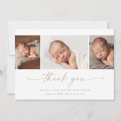 Eenvoudige Script Foto Collage Baby Bedankkaart (Voorkant)