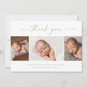 Eenvoudige Script Foto Collage Baby Bedankkaart (Voorkant)