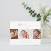 Eenvoudige Script Foto Collage Baby Bedankt Briefkaart (Staand voorkant)