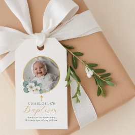 Eenvoudige Script Foto Doop Tag | Persoonlijk Cadeaulabel