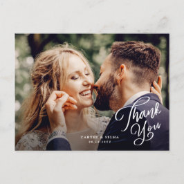 Eenvoudige Script Foto Huwelijk Bedankt Briefkaart
