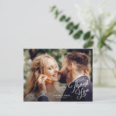 Eenvoudige Script Foto Huwelijk Bedankt Briefkaart (Staand voorkant)