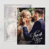 Eenvoudige Script Foto Trouw Dank Je Briefkaart (Voorkant / Achterkant)