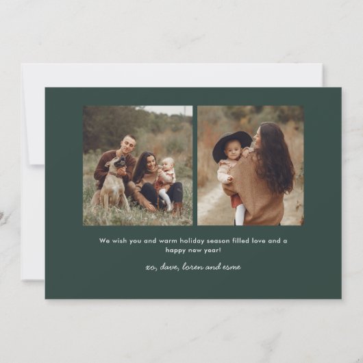 Eenvoudige Script Gelukkig Nieuwjaar 3 Foto  Feestdagenkaart (Achterkant)