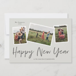 Eenvoudige Script Gelukkig Nieuwjaar 3 Fotosamenst Feestdagenkaart