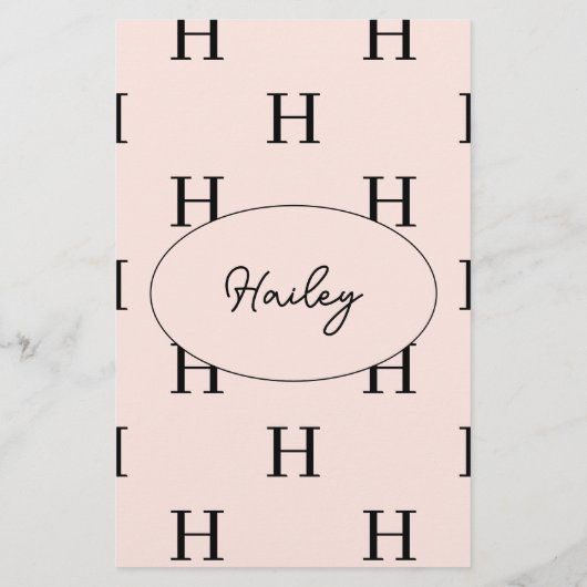 Eenvoudige script gepersonaliseerde monogram brief briefpapier (Achterkant)