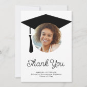 Eenvoudige script graduatie cap FOTO gepersonalise Bedankkaart (Voorkant)