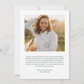 Eenvoudige Script Green Photo Afstuderen Aankondig Kaart (Achterkant)