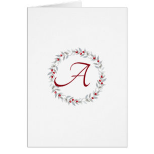 Eenvoudige Script Grey Wreater Monogram Notitiekaa