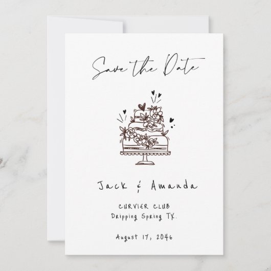 Eenvoudige Script hand tekening Trouwen sla de dat Save The Date (Voorkant)