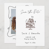 Eenvoudige Script hand tekening Trouwen sla de dat Save The Date (Voorkant / Achterkant)