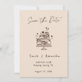 Eenvoudige Script hand tekening Trouwen sla de dat Save The Date (Voorkant)
