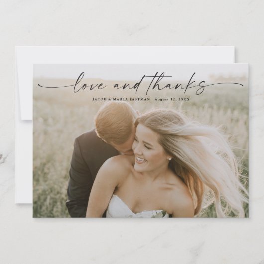 Eenvoudige Script Love en Bedankt Photo Wedding (Voorkant)