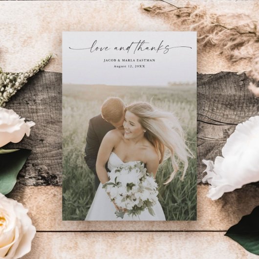 Eenvoudige Script Love en Bedankt Photo Wedding