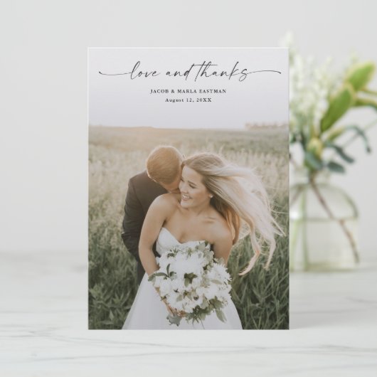 Eenvoudige Script Love en Bedankt Photo Wedding (Staand voorkant)