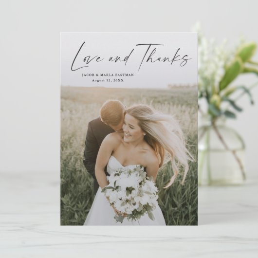 Eenvoudige Script Love en Bedankt Photo Wedding (Staand voorkant)