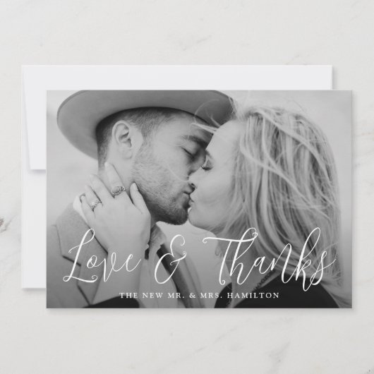 Eenvoudige Script Love en Bedankt Photo Wedding (Voorkant)