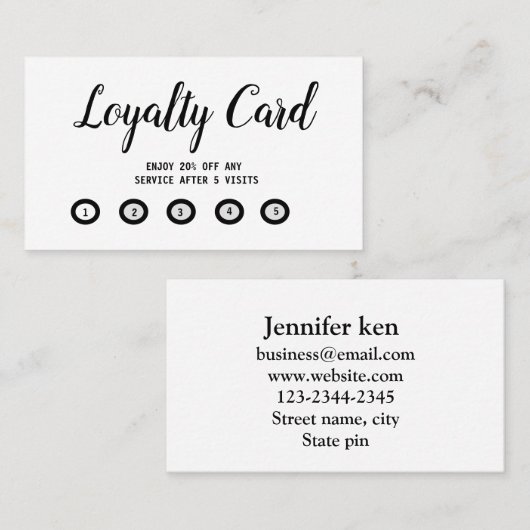 eenvoudige script loyalty card (Voorkant / Achterkant)