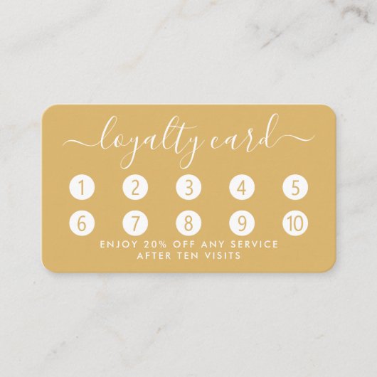 Eenvoudige Script Loyalty-Kaart - Goud en wit Klantenkaartje (Voorkant)