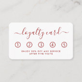 Eenvoudige Script Loyalty-Kaart - Rood en wit Klantenkaartje (Voorkant)