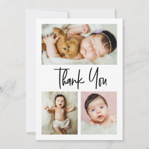 Eenvoudige script meerdere foto's collage baby sho bedankkaart