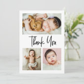 Eenvoudige script meerdere foto's collage baby sho bedankkaart (Staand voorkant)