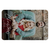 Eenvoudige Script Merry Kerst Kerstkaart Magneet (Horizontaal)