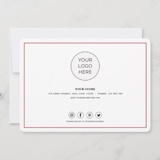 Eenvoudige script met hart - Zakelijke bedankkaart (Achterkant)