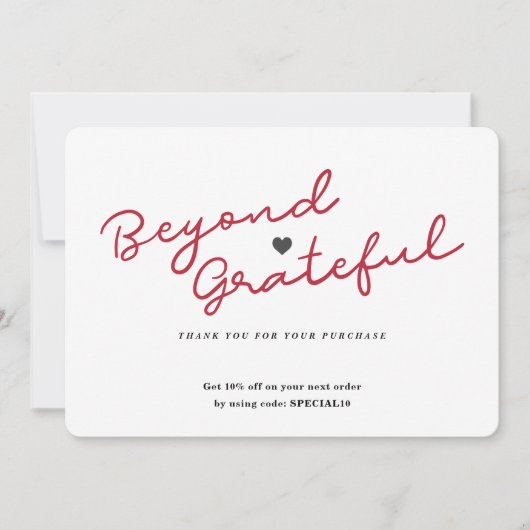 Eenvoudige script met hart - Zakelijke bedankkaart (Voorkant)