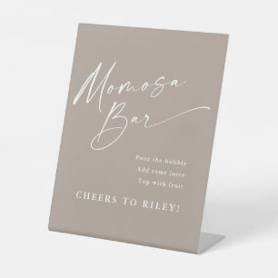 Eenvoudige Script Mimosa Bar Baby Shower Reclamebord Met Voetstuk