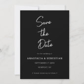 Eenvoudige Script Moderne Zwart & Wit Foto Bruilof Save The Date (Voorkant)