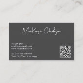 Eenvoudige script naam en tekst QR-code leisteengr Visitekaartje (Achterkant)