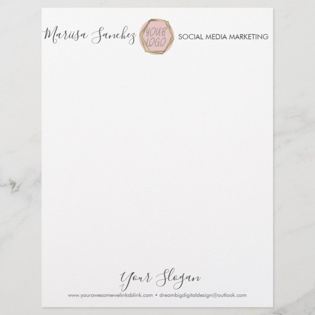 Eenvoudige Script Naam Uw Logo Briefpapier Briefhoofd (Voorkant)