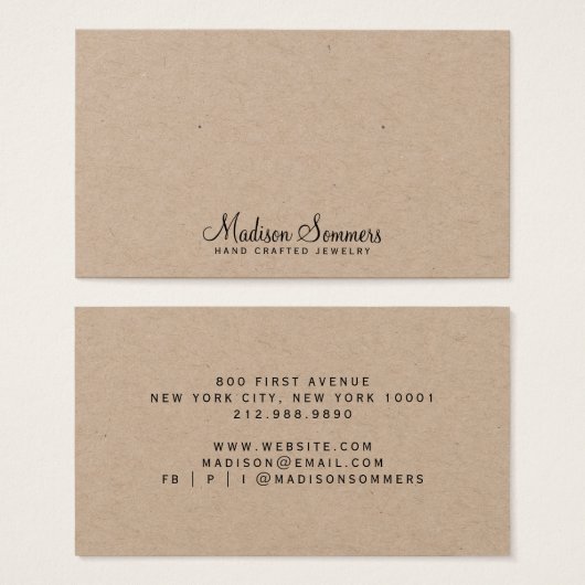 Eenvoudige Script Name Kraft Earring Display Kaart (Voorkant /achterkant)