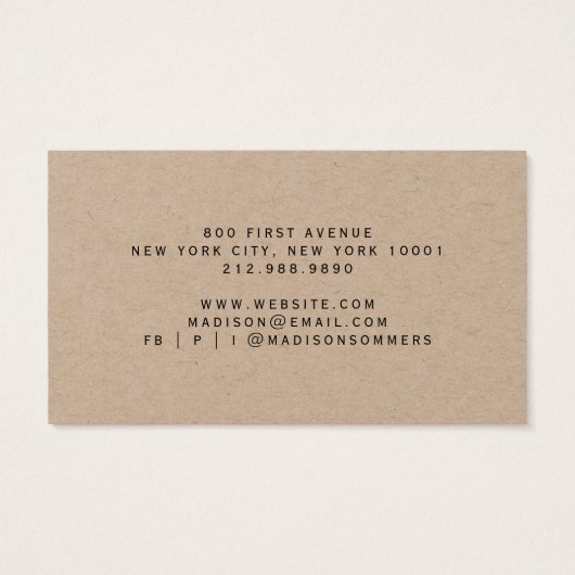 Eenvoudige Script Name Kraft Earring Display Kaart (Achterkant)