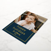 Eenvoudige Script Name Minimal Photo Gold Foil Hol Folie Feestdagenkaart (Gedraaid)