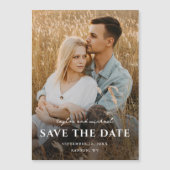 Eenvoudige script namen foto trouwkaart Save The D Magnetische Uitnodiging (Voorkant)