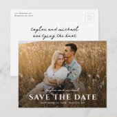 Eenvoudige Script Names Foto bruiloft Save the Dat Aankondigingskaart (Voorkant / Achterkant)