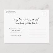 Eenvoudige Script Names Foto bruiloft Save the Dat Aankondigingskaart (Achterkant)