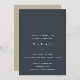 Eenvoudige Script Navy Black Quinceañera Invite Bedankkaart