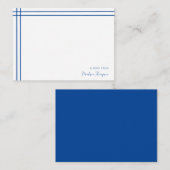 Eenvoudige Script Navy Blue 2 Side Double Border Notitiekaartje (Voorkant / Achterkant)