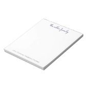 Eenvoudige Script Navy Blue Family-laptop Notitieblok (Linkerzijde)