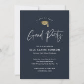 Eenvoudige Script Navy Blue Graduation Party Kaart (Voorkant)