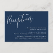 Eenvoudige Script Navy Bruiloftsreceptie Informatiekaartje (Voorkant)